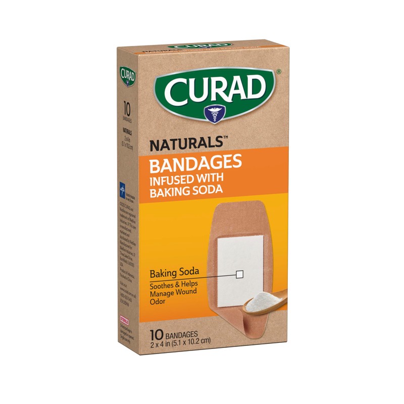 CURAD Naturals Baking Soda Bandages 2" x 4", Individually Wrapped