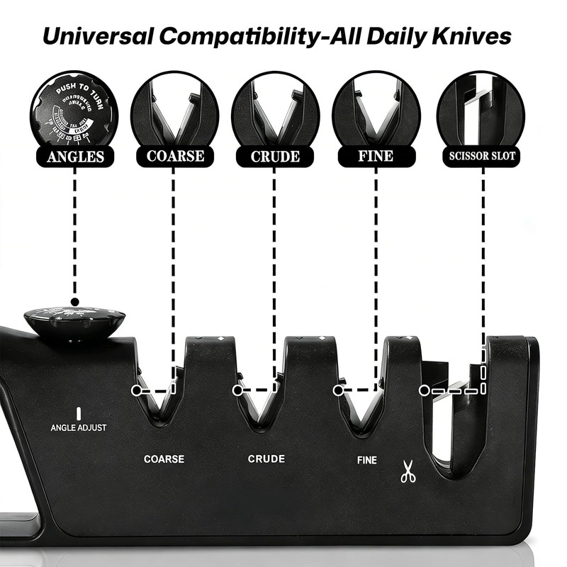 BRMUEIX 6 Precision Knife Sharpener wth 3 Stage Kitchen Knife
