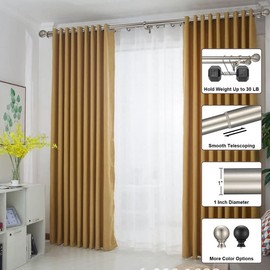 Hosmile Double Curtain Rods Brushed Nickel, Double Rod Curtain for Window 28-48 Inches, Adjustable Double Drapery Rod with Round Finials, 1-Inch Front and 5/8 Inch Back Double Rod Curtain Rods