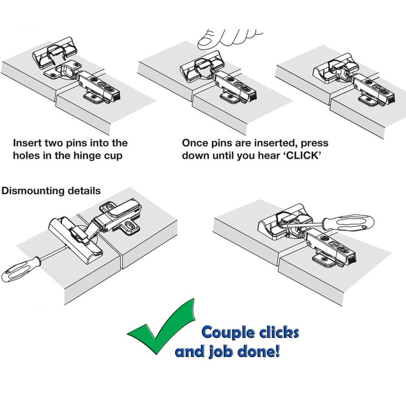 Set of 3 Add On Soft Close Cabinet Hinge Adaptor