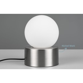 lightling Cordula Table Lamp with Base Matt Nickel Metal Glass Shade White On/Off Touch Function Excludes 1 x E14 Max. 25 W Diameter 12 cm Height 17 cm