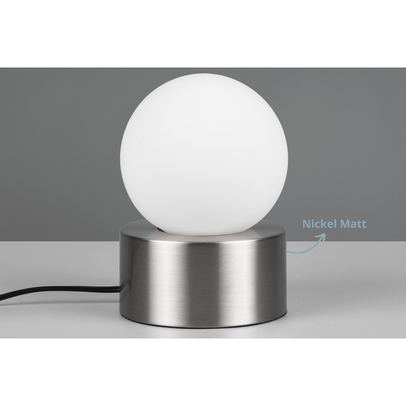 lightling Cordula Table Lamp with Base Matt Nickel Metal Glass