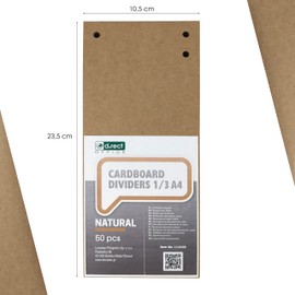 D.RECT Pack of 50 Cardboard Dividers 10.5 x 23.5 cm Dividers Folder Index 300 g/m² Kraft Paper