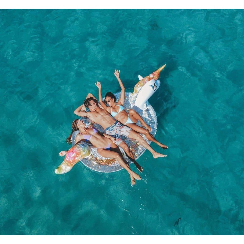 PoolCandy Gigantic Glitter Unicorn Beach & Pool Raft