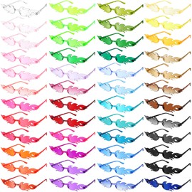 eBoot 48 Pairs Fire Flame Sunglasses Rimless Flame Glasses Bulk Novelty Sunglasses for Women Men Summer Party Beach