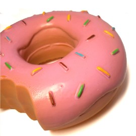WANT CHEW Latex Dog Squeaky Chew Toys, Donuts 3.54"