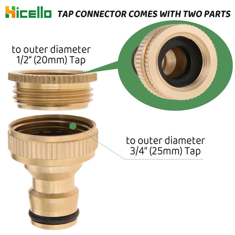 Hicello 4PACK Garden Hose Quick Connector, Quick Disconnect Hose Fittingsn