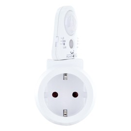 SCHWAIGER 661552 Intermediate Socket PIR Motion Sensor Socket Adapter Light Sensor Twilight Sensor Night Light Rotatable 100° 8 m Range White