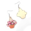 Hanging Plants Flower Petunia Wood Cut Cute Fun Drop Earrings