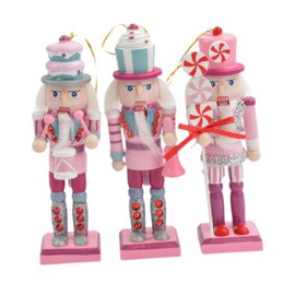 Harilla 3X Holz Nussknacker Weihnachten Dekoration Cartoon Sammeln Mini Nussknacker Figur Skulptur Hängen Ornament für Festliche