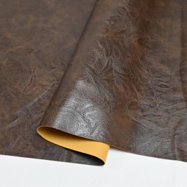 50cm x 140cm Soft Leather Fabric - Faux Leather Fabric -1mm Thick For Upholstery - DIY Crafts - Dark Brown Crazy Horse Distress