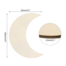 PATIKIL 4"x1.5" Wooden Moon, 50 Pack Unfinished Wood Moon Blank Wooden Cutouts Ornaments Natural Wood Pieces for Christmas Party Craft Projects