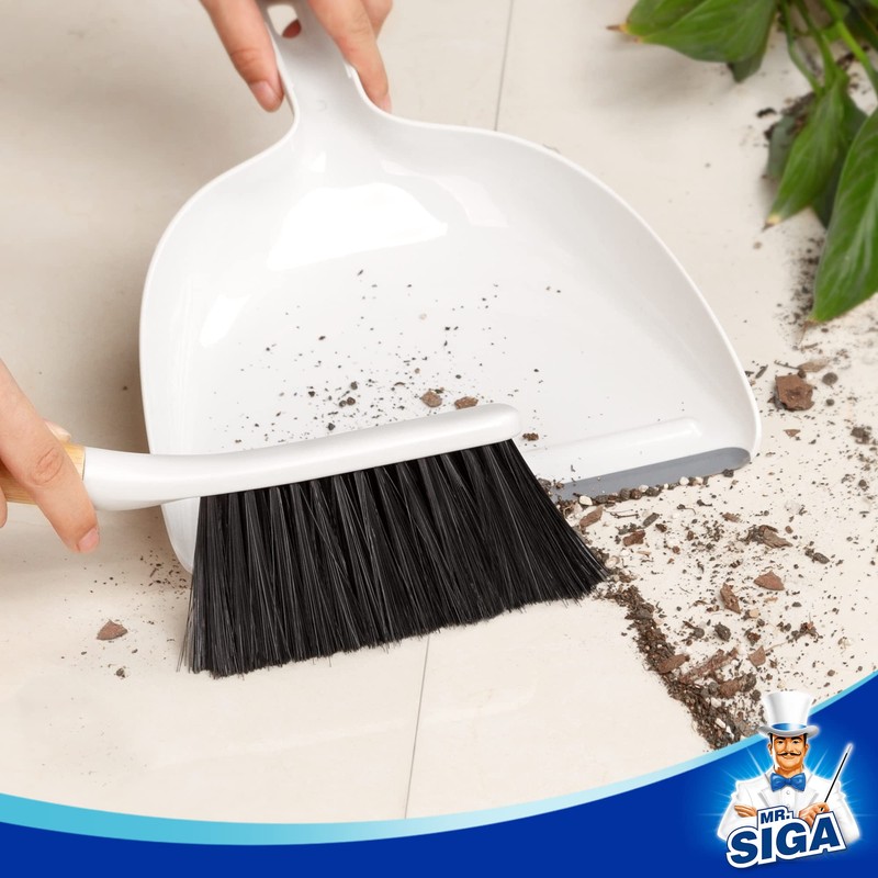 MR.SIGA Dustpan and Brush Set, Portable Cleaning Brush and Dustpan