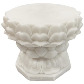 YUYAKESHI Round, Lotus Shape for Buddha Statues, Coco Palm Fruit Stand, Base, Lotus Base, Altar, Room, Buddha Statue Stand, Collection Display, Figurine (Set of 2, White)