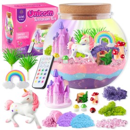 Unicorn Terrarium Kit for Kids,Unicorn Toys for Girls Age 4-6 with LED Remote,Unicorn Arts and Crafts for Kids,Unicorn Night Light,Birthday Gift for Girls Age 4 5 6 7 8-12 Year Old,Best Girls Presents