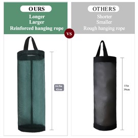 TOGETRUE Plastic Bag Holder, Mesh Grocery Bag Holder Hanging Storage Bag Dispenser (Dark Green 2 Packs)
