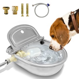Automatic Water Bowl for Dogs,3L Automatic Horse Drinking Water Bowl with Float Valve,304 Stainless Steel Automatic Livestock Water Bowl Kit for Cow,Pig,Duck,Chicken,Sheep