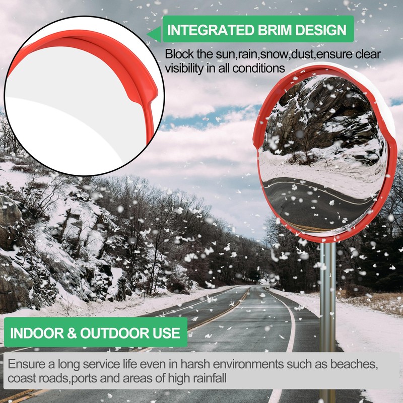 RELIANCER 24" Convex Security Mirror,Curved Safety Traffic Road Driveway Mirror,Adjustable