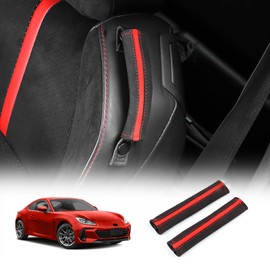 KUNGKIC for Toyota GR86 Subaru BRZ 2021 2022 2023 2024 2025 Alcantara-Style Seat Belt Pads Cover Kit Interior Decoration Accessories Red