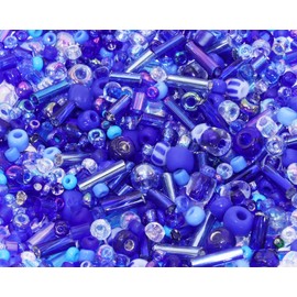 PPhtony Mixed Craft Beads - 1000pcs/20g Glass Seed & Bugle Beads, 1.5-4.5mm, Royal Blue, Ideal for DIY Jewelry Making