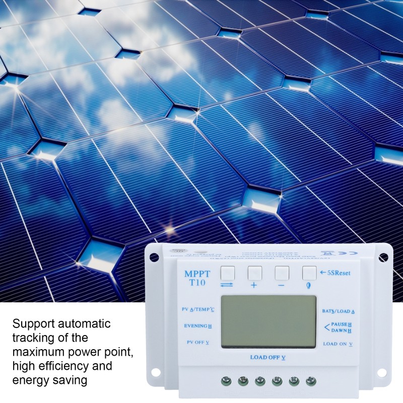 10A 12/24V MPPT PWM Solar Charge Controller with LCD Display