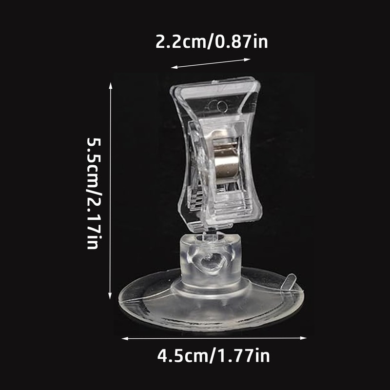 Pack of 12 Transparent Suction Cup Clips, Suction Cups for