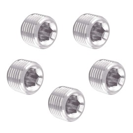 Glarks 16Pcs 304 Stainless Steel 1/8'' NPT Male Pipe Plug Fitting Assortment Set Internal Hex Thread Socket Pipe Plug Kit