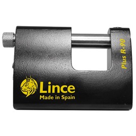 Lince 9PLUSR90 High Security 90mm Key Padlock PLUSR90 monoblock. Lock, Black/White, 90 mm