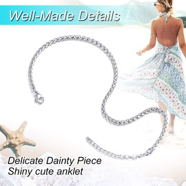 Anklet Chain Barefoot for Women Stainless Steel 3mm Foot Chains Jewelry