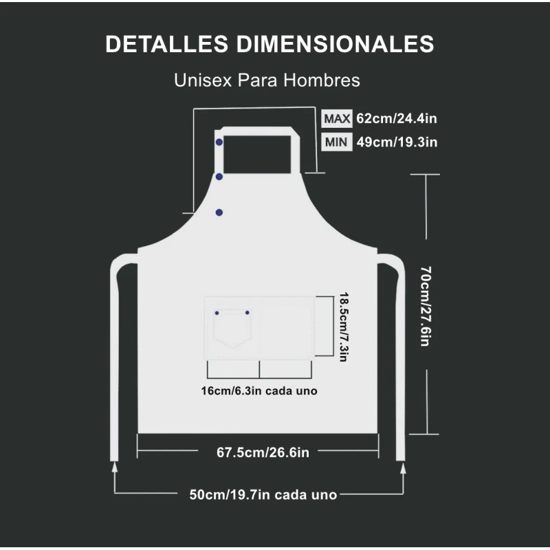 Mandil Delantal Cocina Chef Delantal Multiusos Ajustable