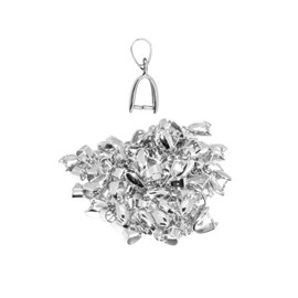 Mandala Crafts Bead Charm Pendant Metal Clasp Connector Pinch Clip Bail Finding Kit for Jewelry Making, Pack of 50 (Silver, 5 X 14mm)