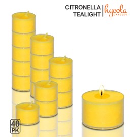 Tealight Citronella Candles Outdoor - 8 Hour Burn Time - Indoor and Outdoor Mosquito, Insect and Bug Repellent Citronella Candle - Natural Fresh Scent – Decorative in Clear Cup - 40 Pack