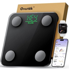 Ovutek Pink Smart Scale for Body Weight, Digital Bathroom Scale BMI Weighing Body Fat Scale, Accurate Body Composition Scale Monitor for People's Health with Smartphone App, Compact Size, 400lb:_Black