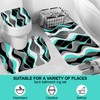 4Pcs Turquoise Shower Curtain Sets with Non-Slip Rugs, Toilet Lid