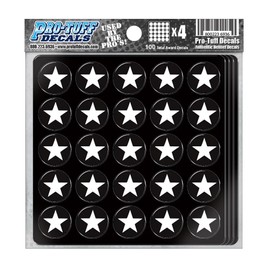 Pro-Tuff Decals Star Award Decals 20 mil Professional Vinyl 1-1/8" Diameter (White on Black)
