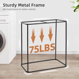 STORAGE MANIAC Double Laundry Hamper, 136L Laundry Sorter with Lid and Removable Laundry Bags, Clothes Hamper, Large 2 Section Laundry Basket with Handles for Laundry Room, Closet, Bathroom, Beige