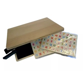 Wooden Magnetic Chalkboard W/Letters & Numbers, Portable, Travel Case, STEM