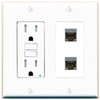 RiteAV 2 Port Cat6A Wall Plate - GFCI Outlet [White]