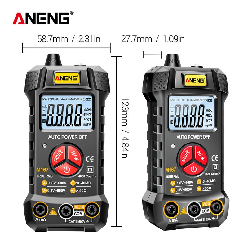 ANENG M167 Smart Digital Multimeter Auto Recognition 4000 Counts Voltmeter
