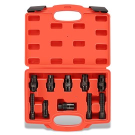 Auto Dynasty Motorcycle Flywheel Puller Set, Metric Flywheel Removal Tools Kit with Case, 10Pcs Universal Motorcycle Repair Tool for Motorcycles Bikes Scooters ATVs, Black/Red