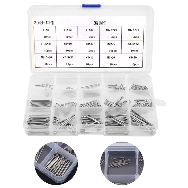 Hilitand 150pcs Cotter Pins Assortment Kit 304 Stainless Steel Cotter