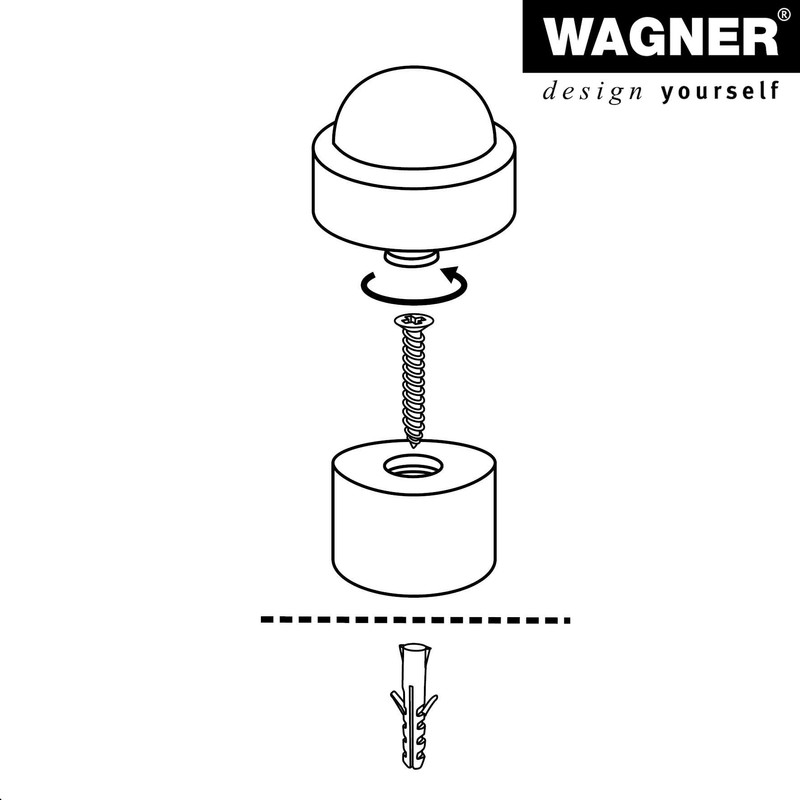 WAGNER DOM Floor Door Stop, Diameter 35 x 50 mm,