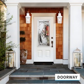 Darkaway Large Outdoor Wall Lights for House, 18inch Exterior Lighting Fixtures Wall Mount Outdoor Porch Lights Waterproof White Outside Sconce Lights with Water Ripple Glass for Patio Hallway Garage