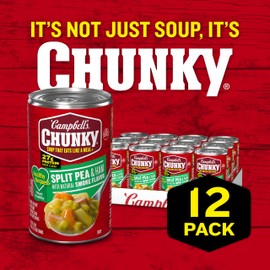 Campbell's Chunky Healthy Request Split Pea Soup With Ham and Natural Smoke Flavor, 19 oz Can (12 Pack)