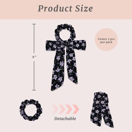 Mirlern 5 Pcs Knotted Bow Hair Scrunchies, Hair Bows Scarf Scrunchies for Women Girls, Elastic Hair Ties with Bows for thick hair, Ponytail Holder Hair Accessories for Women (Multicolor Colors)