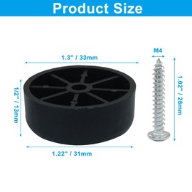 LifCratms 4Pcs 1/2 inch Plastic Furniture Legs，Black Round Sofa Replacement Legs for Couch Coffee Table