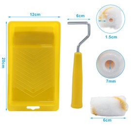 Litoexpe 2 Inch Paint Roller, Mini Paint Roller Kit (Including 6 Ultra-fine Fiber Roller Covers, 1 Paint Tray, and 1 Roller Frame), Touch Up Small Paint Roller for Painting Wall, Door (Yellow)