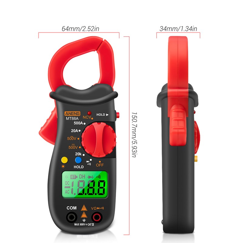 ANENG MT88A Clamp Meter Multimeter LCD Digital Universal Meter 1999