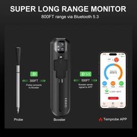 DOQAUS Bluetooth Wireless Meat Thermometer with LCD Display - 800FT Remote Range Smart Wireless Thermometers with App - Your Perfect Cooking Companion for BBQ, Grill, and Oven
