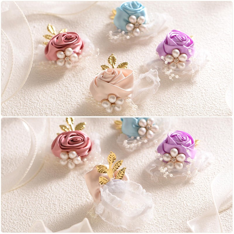 M METERXITY 1-Pack Wrist Corsage Bracelet, Artificial Flower Wristlet for